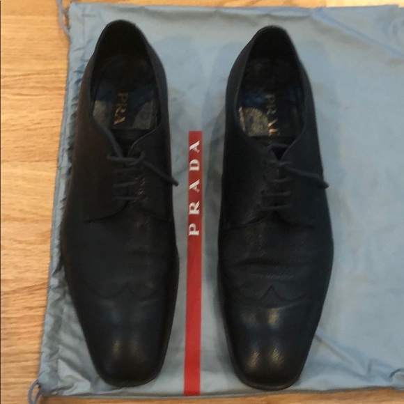 Prada men’s black leather shoes size 9 - Picture 1 of 8